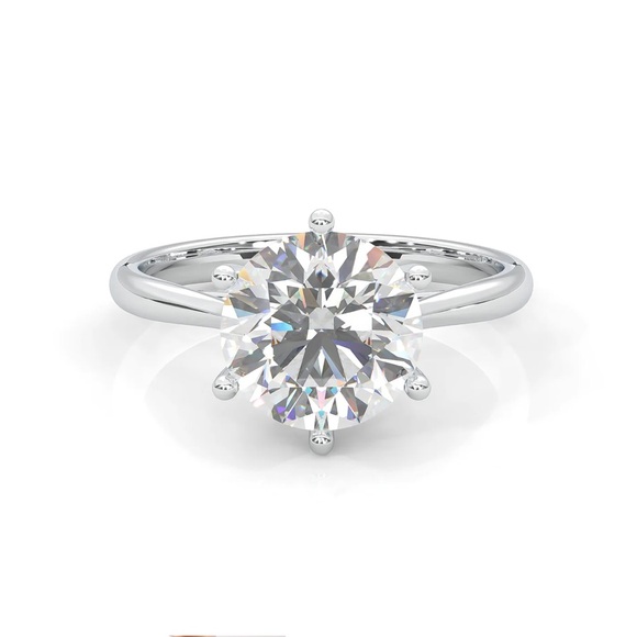 2.0 Carat Moissanite Engagement Ring in Platinum Plated Sterling Silver NWT - Picture 4 of 17